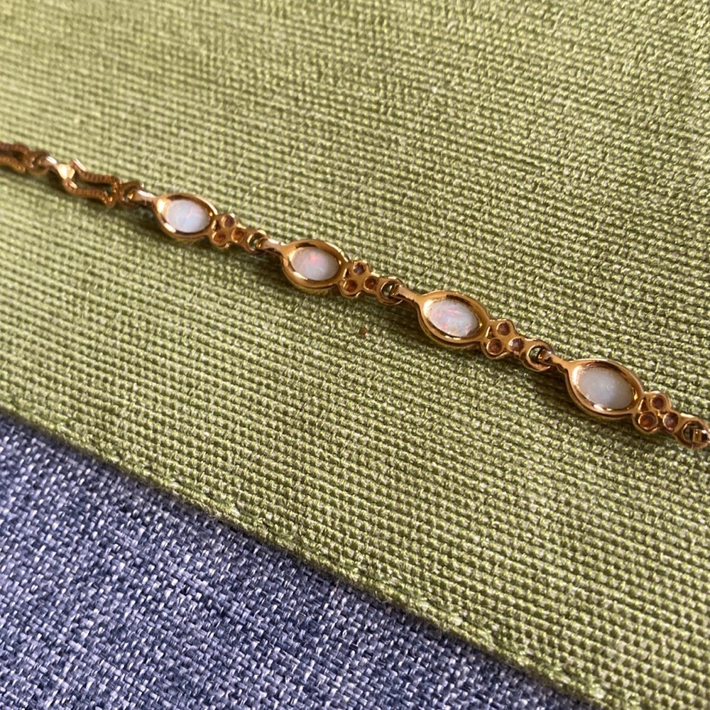 Gold or Gold Color Over Sterling Silver Opal Bracelet from Australia - Picture 12 of 17